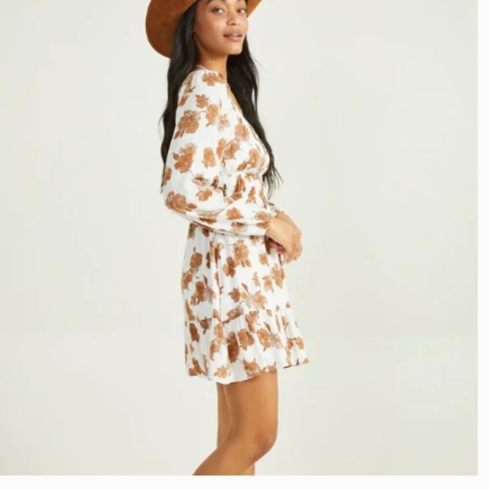 Altar'd State Fiona Dress Fall Floral White Brown Size M